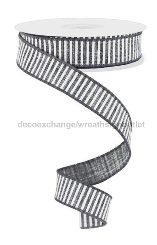 7/8’X10Yd Horizontal Stripes/Royal Grey/White Rg778010 Ribbon