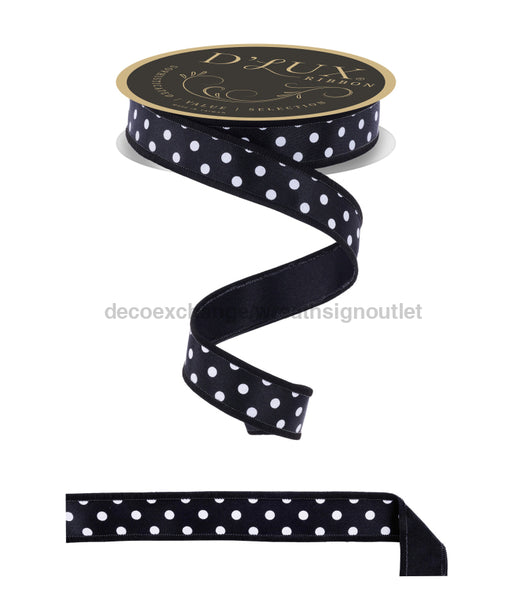 7/8’’X10Yd Small Polka Dot/Fused Black/White LX302902 Ribbon