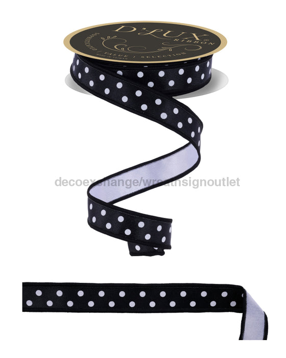 7/8’’X10Yd Small Polka Dot/Fused Black/White LX3037X6 Ribbon