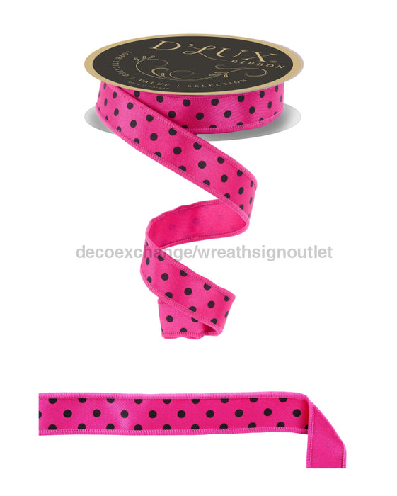 7/8’’X10Yd Small Polka Dot/Fused Hot Pink/Black Lx304511 Ribbon