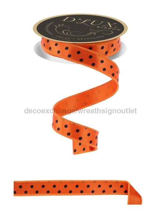 7/8’’X10Yd Small Polka Dot/Fused Orange/Black LX304520 Ribbon