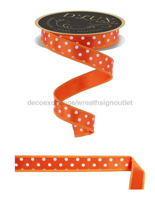 7/8’’X10Yd Small Polka Dot/Fused Orange/White LX302920 Ribbon
