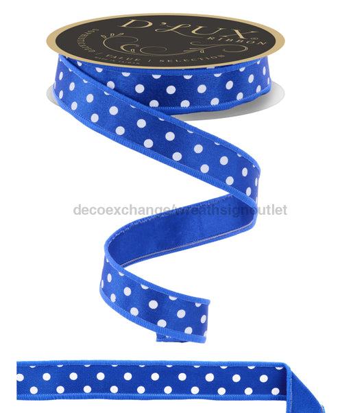 7/8’’X10Yd Small Polka Dot/Fused Royal Blue/White Lx302925 Ribbon