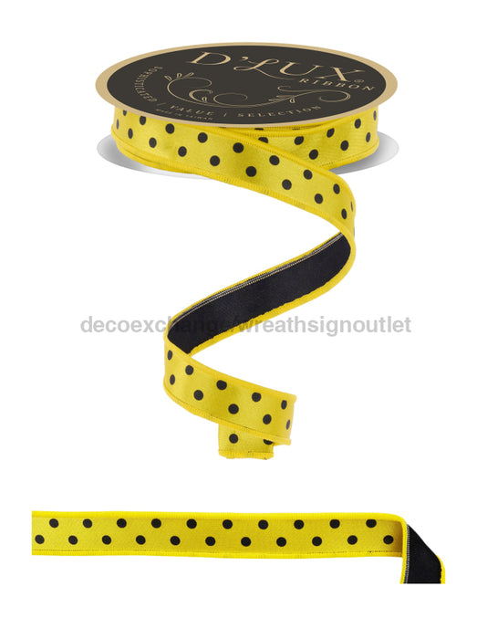 7/8’’X10Yd Small Polka Dot/Fused Yellow/Black Lx30498N Ribbon