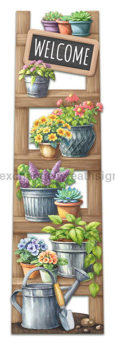 70’’H X 20’’L Ladder W/Plants Porch Sign Brwn/Grey/Grn/Prp/Ylw/Pnk Aw9911 Base