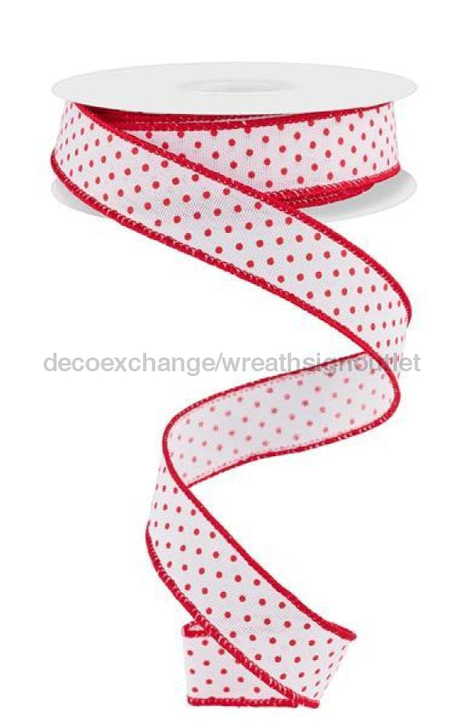 7/8"X10Yd Swiss Dots On Burlap White/Red RGC715627 - DecoExchange®