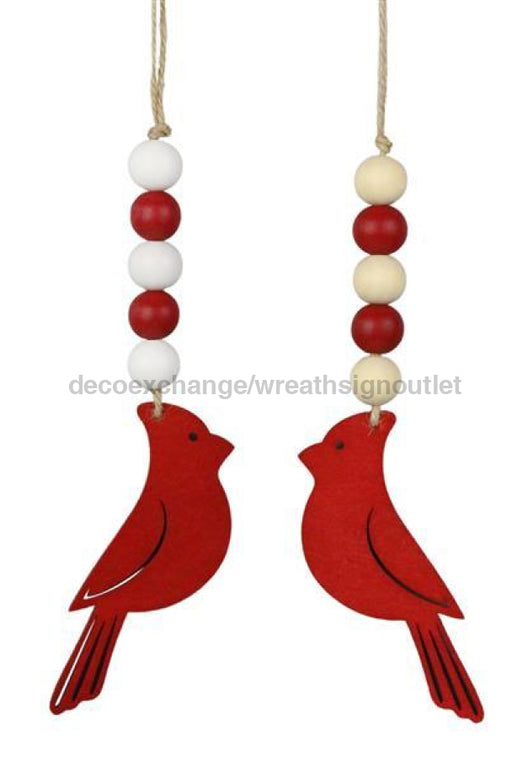 8.25’Oal Wood Cardinal Ornament 2Asst Red/Natural Ms177599 Attachment