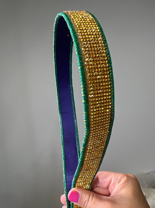Gold Bling & Purple Backing With Green Piping 1" Wired Ribbon 25-800-11 - DecoExchange®