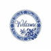 8’Dia Metal Welcome Floral Sign White/Blue Md1355