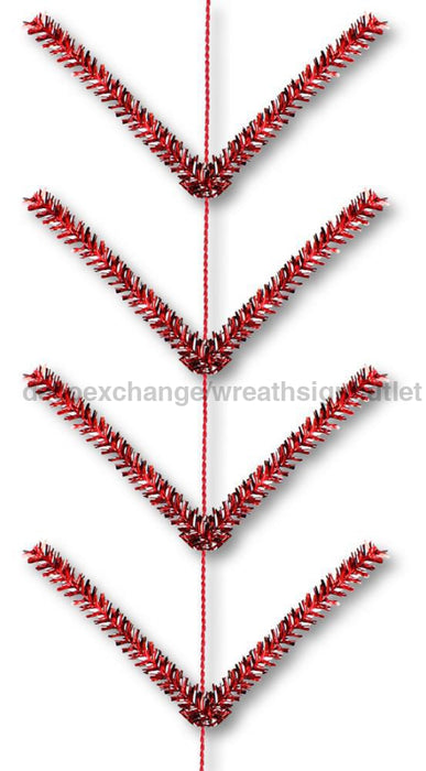 9’ Pencil Work Garland X22 Ties Metallic Red XX752524 Base