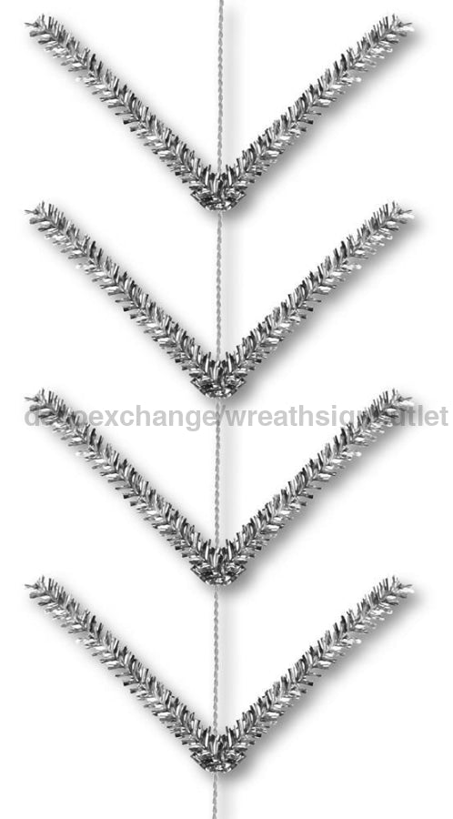 9’ Pencil Work Garland X22 Ties Metallic Silver XX752526 Base
