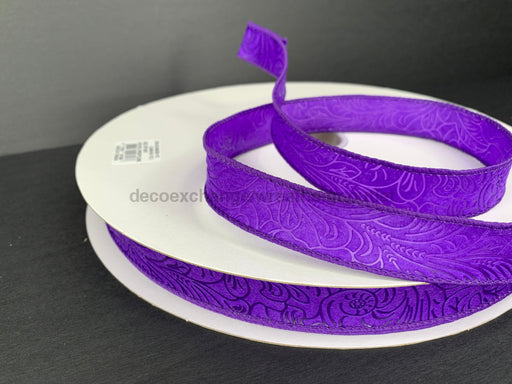 42466 - 05 - 11C: Purple Flower Embossed 7/8’X50Y Ribbon