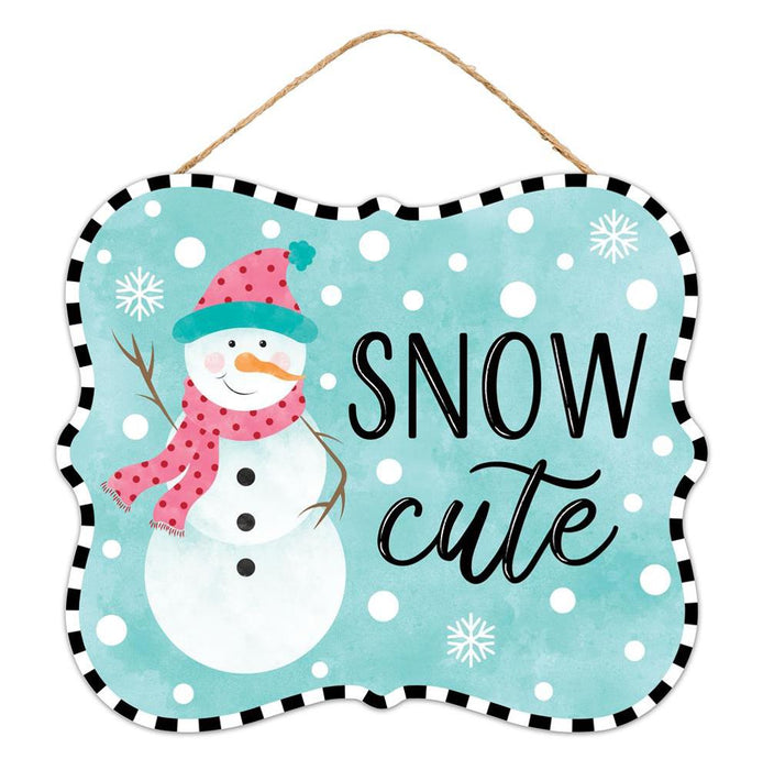 10.5"L X 9"H Snow Cute Sign Ice Blue/Pink/Black/White AP714685