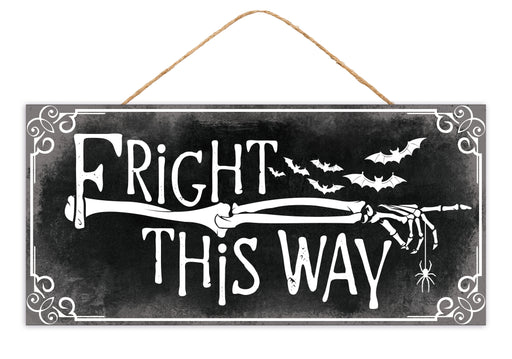 12.5"L X 6"H Fright This Way Sign Black/White/Grey AP740355 - DecoExchange®