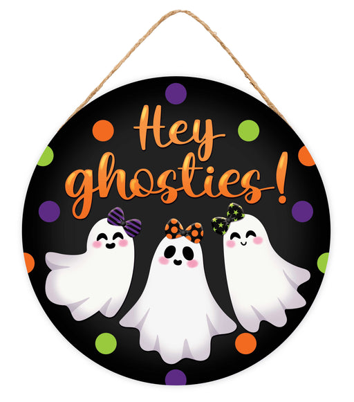 10.5"Dia Hey Ghosties Sign Blk/Wht/Org/Lime/Prpl AP7408A9 - DecoExchange®