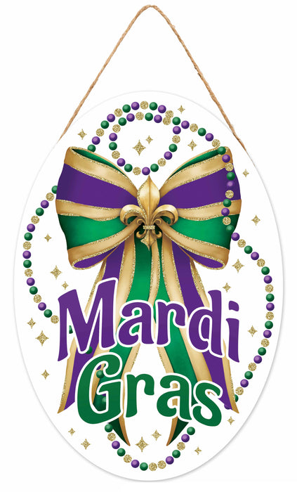 13"H X 9"L Glitter Mardi Gras Bow Sign Mardi Gras AP7894