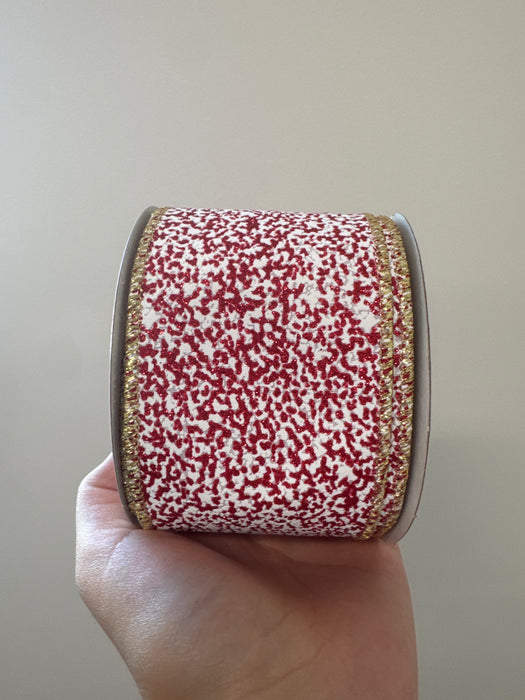2.5"X10Yd Snow Glitter White/Red/Gold RGF18143K - DecoExchange®
