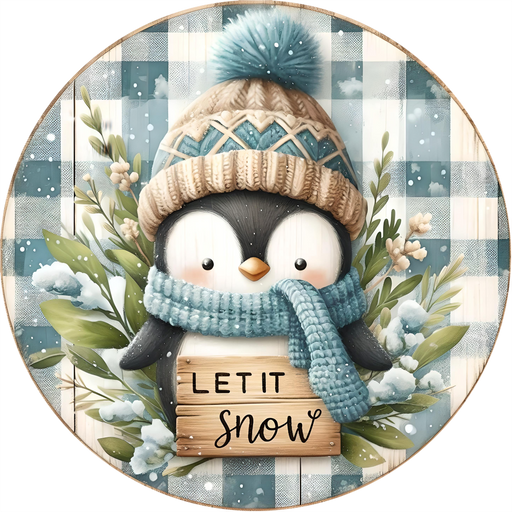 Penguin Sign, Let It Snow, DECOE-5342-DH, 18" Door Hanger
