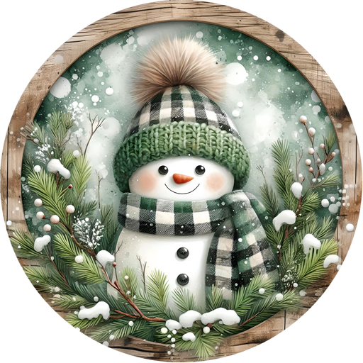 Snowman Sign, DECOE-5346-D, Sign For Wreath, 10" Wood Sign