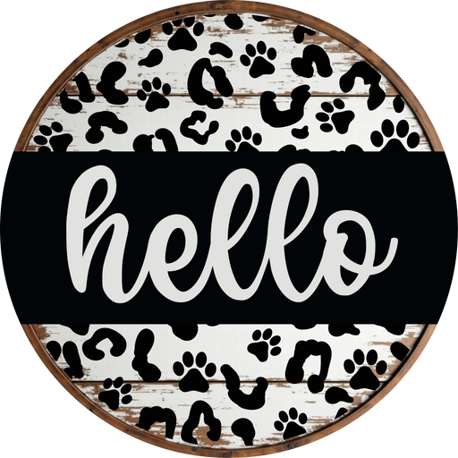 Dog Sign, Hello Sign, DECOE-5352-D, Sign For Wreath, 10" Wood Sign