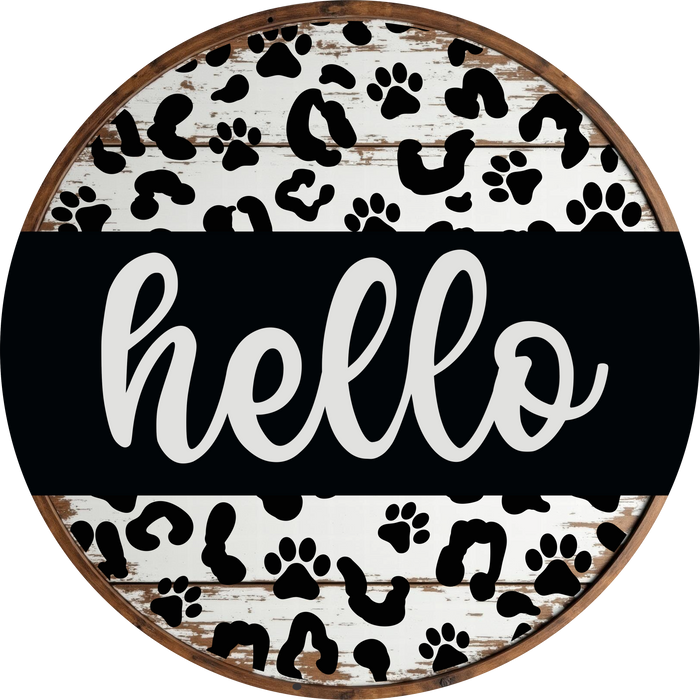 Dog Sign, Hello Sign, DECOE-5352, Sign For Wreath, 10" Metal Sign