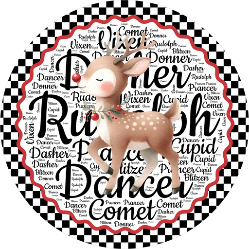 Christmas Sign, Reindeer Sign, DECOE-5357-D, Sign For Wreath, 10" Wood Sign