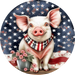 Pig Sign, Patriotic Sign, DECOE-5358-D, Sign For Wreath, 10" Wood Sign - DecoExchange®