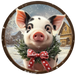 Pig Sign, Christmas Sign, DECOE-5359-DH, 18" Door Hanger