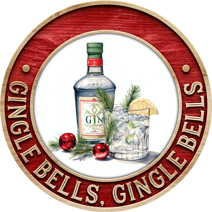 Christmas Sign, Gin Christmas, DECOE-5366-DH, 18" Door Hanger