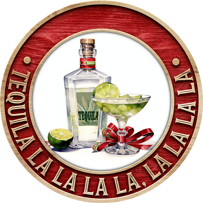 Christmas Sign, Tequila Christmas, DECOE-5367-D, Sign For Wreath, 10" Wood Sign