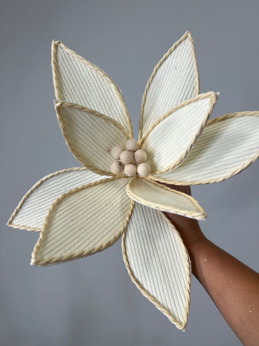 22" Corduroy W/Wood Bead Poinsettia Stem MTX73399-CRM - DecoExchange®