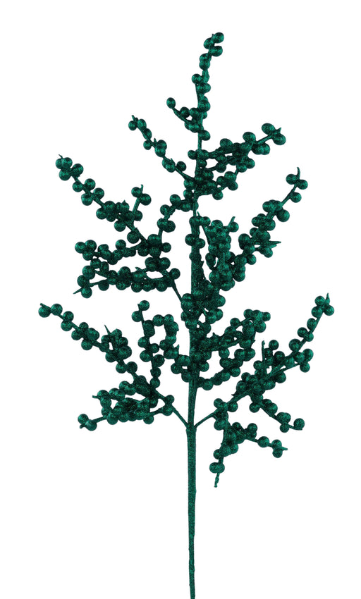 27"L Glitter Berry Spray Hunter Green EC441812 - DecoExchange®
