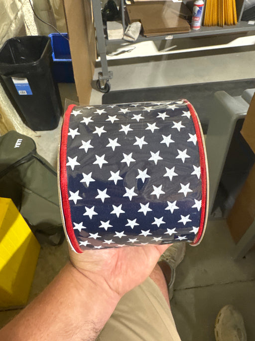 4"X10Yd Stars/Stripes Fused Back Navy Blue/Red/White LX311619 - DecoExchange®