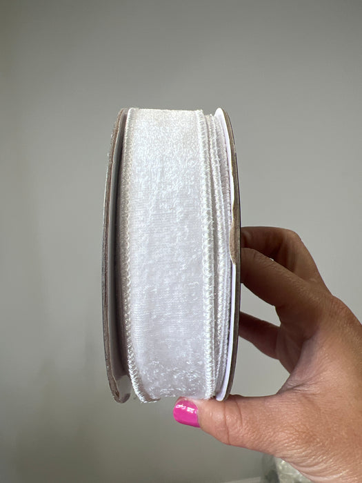 White Velvet 1"X10Y Wired Ribbon 20-4920A - DecoExchange®