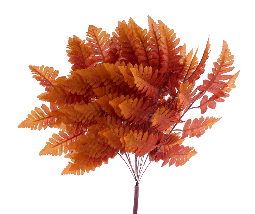 17"L Pull Apart Silk Leather Leaf Bush X12, Dark Orange FG629646