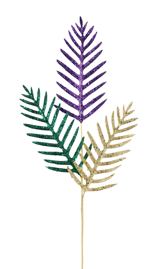 38"L Glittered Fern Spray Mardi Gras HG3166 - DecoExchange®