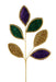 28"L Vglitter/Lace Leaf Spray, X6 Leaves Mardi Gras HG3362 - DecoExchange®