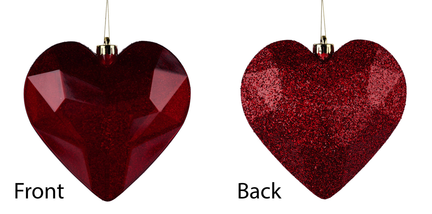 7.25" Laser Glitter Gem Heart Ornament Red HV920524