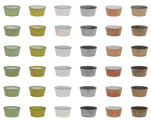 6 Asst 9"Diax4.25"H Tin Pot, Dl9 6 Asst Colors KE2749 - DecoExchange®