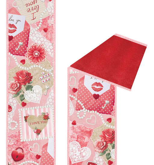 4"X10Yd Vintage Valentine/Fused White/Pink/Multi LX1211WT - DecoExchange®