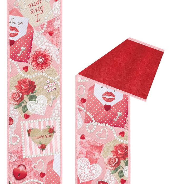 4"X10Yd Vintage Valentine/Fused White/Pink/Multi LX1211WT - DecoExchange®