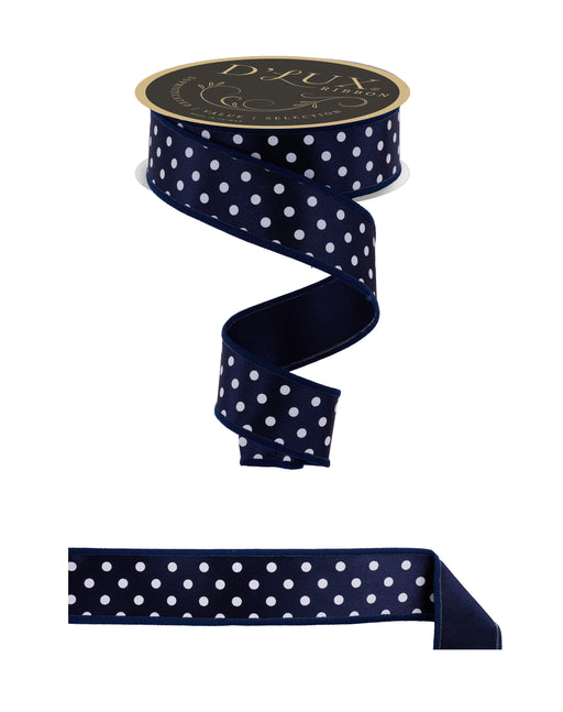 1.5"X10Yd Small Polka Dot/Fused Navy/White LX303019 - DecoExchange®