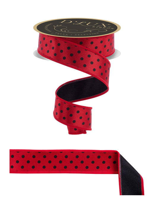 1.5"X10Yd Small Polka Dot/Fused Red/Black LX3050MA - DecoExchange®