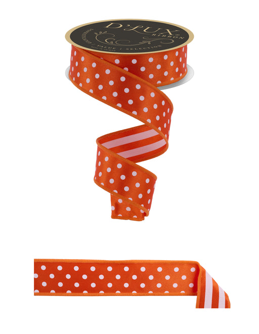 1.5"X10Yd Polka Dot/Stripe/Fused Orange/White LX305520 - DecoExchange®