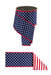 4"X10Yd Polka Dot/Stripe/Fused Navy/White/Red LX3066CW - DecoExchange®