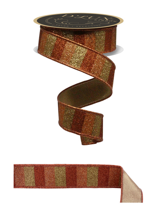 1.5"X10Yd Glitter Stripe/Fused Dark Copper/Copper/Light CopperLX310852 - DecoExchange®