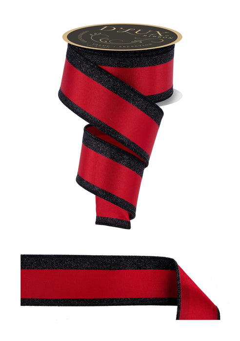 2.5"X10Yd Vertical Glitter Stripe/Sewn Red/Black LX3120MA