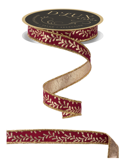 7/8"X10Yd Foil Leaf Garland/Fused Wine/Gold LX314072 - DecoExchange®