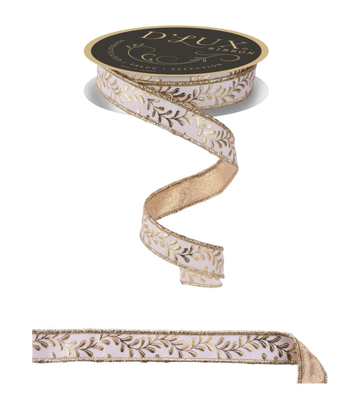 7/8"X10Yd Foil Leaf Garland/Fused Ivory/Gold LX314077 - DecoExchange®