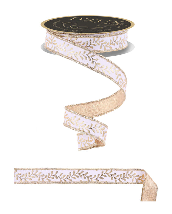 7/8"X10Yd Foil Leaf Garland/Fused White/Gold LX3140C6 - DecoExchange®